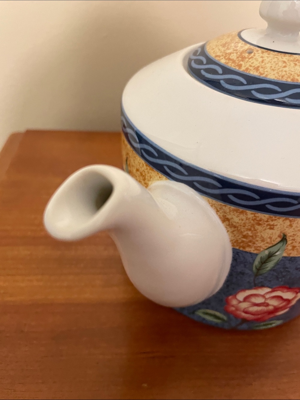 PTS International Genuine Stoneware French Floral Pattern Teapot - Picture 2 of 9
